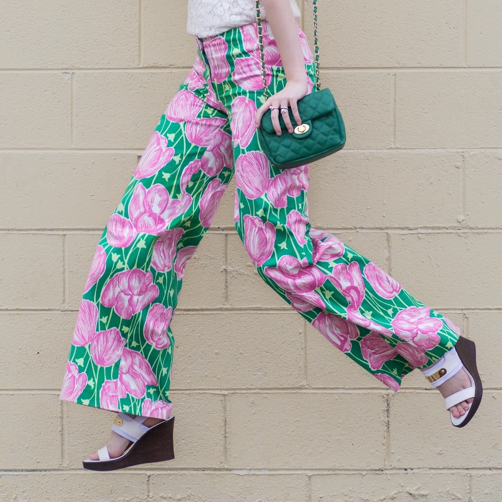 Lilly Pulitzer Wide Leg Tulip Print Pants